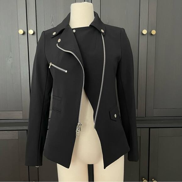 Veronica Beard Hadley Moto Scuba Blazer Dickie Jacket Black Size 2 - Picture 4 of 16
